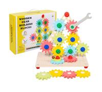 Gear Puzzle Toy, Wooden Spinner Board Game, Motor Skills Builder, Colorful Interlocking Gears, Smooth Safe Finish, 1 Set Multi-Color, for Kids Boys Girls, Preschool