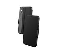 Gear4 Étui Oxford à Rabat avec Protection avancée Contre Les impacts [ Protégé par D3O ], Fonction Support, Compartiments pour Cartes, Design Mince et Robuste pour iPhone X/XS - Noir
