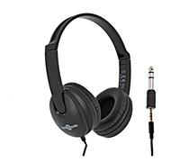 gear4music Casque Junior pour Enfants Filaire à l'oreille Noir | Casque filaire taille junior, design ergonomique réglable, réponse en fréquence 20Hz-20kHz, câble 1,5m avec adaptateur