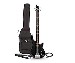 Gear4music Chicago Guitare basse électrique 5 cordes avec accessoires