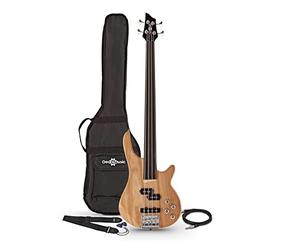 Gear4music Guitare Basse Fretless Chicago avec Accessoires