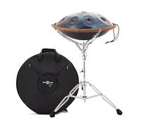Gear4music Life Handpan 10 Notes Ré Kurd avec Housse de Transport et Support Ajustable, Black Rainbow