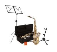 Gear4music Saxophone alto pour débutant Nickel et or