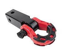 GearAmerica Attelage de remorque en aluminium 2" x 2" Récepteur & Mega Manille - 14,5 kg (16T) MBS, 7,3 kg (8T) WLL - Remorquage et sauvetage Heavy Duty - Manille, rondelles & 5,8" Pin - Noir et rouge