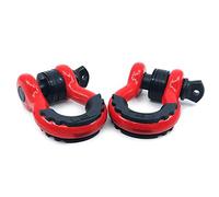 GearAmerica Lot de 2 manilles robustes à anneau en D - Rouge | Résistance maximale de 26,3 kg | Manille de 1,9 cm + goupille de 2,2 cm + isolateur + rondelles | Connectez votre sangle de remorquage ou