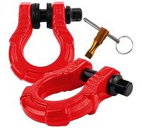 GearAmerica Lot de 2 manilles UBER - Rouge - Avec sécurité antivol - Charge maximale : 40 tonnes - Boulons de sécurité de 22 mm + différentes rondelles - Pour la restauration de véhicules tout-terrain