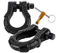 GearAmerica Manilles Uber avec antivol 2PK Noir | 36 000 kg (40 T) Résistance | Anneaux en D de remorquage + goupille UBERLock 7/8 "+ rondelles | Sangle de remorquage pour récupération Hors Route