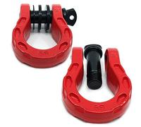 GearAmerica Mega Duty D Anneau Menottes 68000 lb(34 Ton) Testée Force 3/4" Shackle+7/8 Pin+Rondelles | Connect en toute sécurité ou d'un treuil Corde à votre Jeep hors route 4X4 Recovery RED(2P)