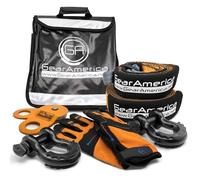 GearAmerica Off-Road Kit de récupération Sangle de remorquage+Arbre Saver+Heavy Duty Snatch Poulie+Gants de récupération Ultime 4X4 treuillage et Accessoires Rigging Black