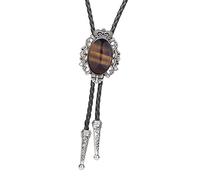Geardeangloow Cravate Bolo Couronne Cravate Costume Rodéo Américain Anniversaire Homme Femme Noir, marron, 4 cmx3.2 cm