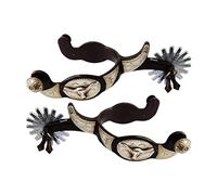 Geardeangloow Lot de 2 éperons anti-rouille style western pour équipement de compétition Marron foncé