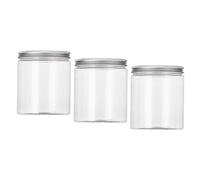 Geardeangloow Lot de 3 pots de rangement vides transparents en plastique PET avec couvercle à visser 500 ml