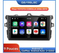 Gearelec Autoradio 9 Pouces Android pour TOYOTA COROLLA 2006-2013 avec Carplay Andriod Auto GPS Navigation BT RDS WiF【2+32GO】