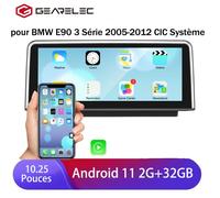 GEARELEC Autoradio Android 11 pour BMW E90 3 Série 2005-2012 CIC Système avec 10.25 Pouces Carplay GPS WiFi Bluetooth