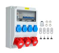 GEAREVER Répartiteur de courant de construction 4 x 230 V 2 x 16 A 1 x 32 A avec interrupteur FI LS 400 V CEE, distributeur mural 5 broches avec 4 prises de contact de protection pour l'intérieur et