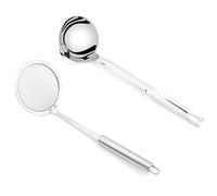 Gearific 2 pièces Grosse cuillère écumoire Fine Maille Alimentaire passoire en Acier Inoxydable louche Filtre à Huile cuillère pour la Cuisson Cuisine Restaurant Outils