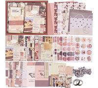 Gearific Kit de fournitures de scrapbooking, kit de scrapbooking esthétique avec carnet de notes à grille A6, fournitures de journal à faire soi-même, enfants, femmes (marron)