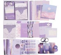 Gearific Kit de fournitures de scrapbooking, kit de scrapbooking esthétique avec carnet de notes à grille A6, fournitures de journal à faire soi-même, enfant, femme (violet)
