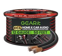 GearIT Câble audio CCA pour haut-parleur - 2 x 4 mm ≤ (15,24 m - Noir - Aluminium plaqué de cuivre - Idéal pour Hi-Fi Home Cinéma et haut-parleurs de voiture - Calibre 12 AWG, 15,24 m - 15,24 m - Noir