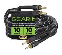 GearIT Câble de haut-parleur 10 AWG avec fiches bananes (1 lot, 3 pieds), 10 Ga fil bananes pour son bi-ampli HiFi Surround, OFC, CL2 en mural, noir, 3 m