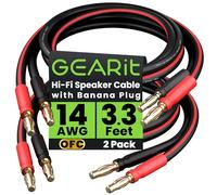 GearIT Câble de haut-parleur 14 AWG avec connecteurs banane (lot de 2, 1 mètre), calibre 14 Ga pour son surround HiFi bi-Wire Bi-Amp HiFi - 99,9% cuivre OFC, embouts plaqués or,