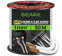 GearIT Câble de haut-parleur CCA de calibre 18 2 x 1 mm² (50 m, blanc) en aluminium plaqué de cuivre - Idéal pour le cinéma maison et les haut-parleurs de voiture - 18 AWG