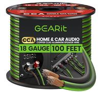 GEARit Câble de haut-parleur de calibre 18, 30,5 m pour audio de voiture, home cinéma, CCA (noir vert)