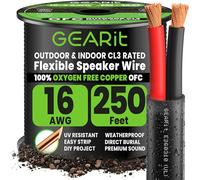 GearIT Câble de haut-parleur extérieur OFC 2 x 1,5 mm ≤ (76,2 m - Noir - Cuivre sans oxygène) - Câble audio Hi-Fi pour enfouissement direct dans le sol/dans le mur L3 CL2/2 conducteurs -