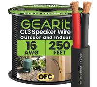 GearIT Câble de haut-parleur extérieur OFC 2 x 1,5 mm ≤ (76,2 m - Noir - Cuivre sans oxygène) - Câble audio Hi-Fi pour enfouissement direct dans le sol/dans le mur/classe CL3 CL2/2 conducteurs -