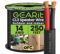 GearIT Câble de haut-parleur extérieur OFC 2 x 2,5 mm ≤ (76,2 m - Noir - Cuivre sans oxygène) - Câble audio Hi-Fi pour enfouissement direct dans le sol/dans le mur/certifié CL3 CL2/2 conducteurs -