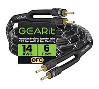 GearIT Câble de haut-parleur Hi-Fi 2 x 2,5 mm ≤ avec connecteurs banane (1,821 m, noir) OFC cuivre sans oxygène, câble d'enceinte CL2 tressé haute résistance, calibre 14 AWG, 3 pieds