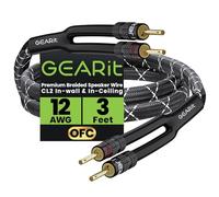 GEARit Câble de Haut-Parleur Tressé Ultra-Résistant Premium 12 AWG (0,91 Mètre) avec Deux Embouts de Fiche Banane Plaqués Or. Structure en Cuivre sans Oxygène (OFC), Noir
