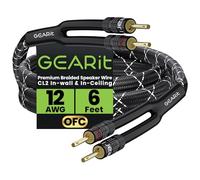 GearIT Câble de Haut-Parleur Tressé Ultra-Résistant Premium 12 AWG (1,83 Mètre) avec Deux Embouts de Fiche Banane Plaqués Or. Structure en Cuivre sans Oxygène (OFC), Noir