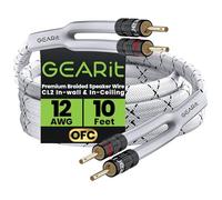 GearIT Câble de Haut-Parleur Tressé Ultra-Résistant Premium 12 AWG (3,05 Mètre) avec Deux Embouts de Fiche Banane Plaqués Or. Structure en Cuivre sans Oxygène (OFC), Blanc