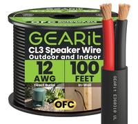 GearIT Câble d'enceinte 12/2 (30,5 m) Calibre 12 AWG - Enterrage direct extérieur dans le sol/dans le mur/Classé CL3 CL2 / 2 conducteurs - Cuivre sans oxygène OFC, noir, 30,5 m