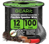 GearIT Câble d'enceinte 12/2 (30,5 m) de calibre 12 (aluminium plaqué de cuivre) - Enterrage direct extérieur dans le sol/dans le mur/certifié CL3 CL2/2 conducteurs - CCA, noir, 30,5 m