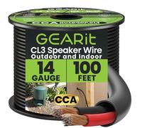 GearIT Câble d'enceinte 14/2 (30,5 m) de calibre 14 (aluminium plaqué de cuivre) - Enterrage direct extérieur dans le sol/dans le mur/certifié CL3 CL2/2 conducteurs - CCA, noir, 30,5 m