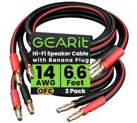 GEARit Lot de 2 câbles de haut-parleur 14 AWG avec fiches bananes - 2 m - Fil banane de calibre 14 Ga pour son surround Hi-Fi bi-fil - 99,9 % cuivre OFC, pointes plaquées or - Noir, 1,8 m