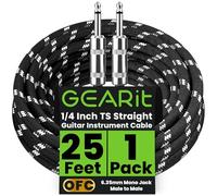 GEARit Câble d'instrument audio (7,6 m) 6,35 mm à 6,35 mm mâle droit vers mâle pour cordon amp, basse et guitare électrique - Noir/blanc