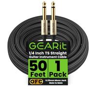 GearIT Câble d'instrument de guitare (15,2 m) 6,35 mm vers 6,35 mm TS droit mâle vers mâle jack mono avec connecteur en alliage et tresse en nylon