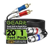 GearIT Câble double 2 XLR femelle vers double 2 RCA mâle (6,1 m) 2-XLR vers 2-RCA femelle vers mâle pour mixeurs home cinéma, amplificateurs, systèmes Hi-Fi, microphone, 6 m