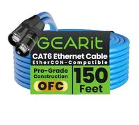 GEARit Câble Ethernet blindé CAT6 (45,7 m) professionnel audio et éclairage RJ45 Ethercon pour studio, scène, concerts - Bleu
