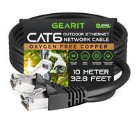 GEARit Câble Ethernet Cat6 pour extérieur (10 m) 23 AWG de cuivre pur, FTP, LLDPE, imperméable, enfouissement direct, mise à la terre, résistant aux UV, POE, réseau, Lan, Internet, Cat 6, câble Cat6