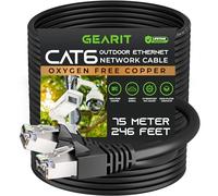 GearIT Câble Ethernet extérieur Cat6 (75 m) 23 AWG en cuivre pur, FTP, LLDPE, imperméable, enfouissement direct, dans la terre, résistant aux UV, PoE, réseau, LAN, Internet, câble Cat 6, Cat6 - 75