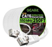 GEARit Câble Ethernet extérieur Cat6 (76,2 m) 23 AWG en cuivre pur, FTP, LLDPE, imperméable, enfouissement direct, dans la terre, résistant aux UV, PoE, réseau, LAN, Internet, câble Cat 6, Cat6 - 76,2