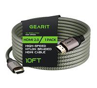 GearIT Câble HDMI (1 pièce/3 m) haute vitesse HDMI 2.0b, 4K 60 Hz, 3D, ARC, HDCP 2.2, HDR, 18 Gbps - Cordon tressé en nylon