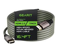 GearIT Câble HDMI (1 pièce/5 m) haute vitesse HDMI 2.0b, 4K 60 Hz, 3D, ARC, HDCP 2.2, HDR, 18 Gbps - Cordon tressé en nylon