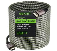 GearIT Câble HDMI (1 pièce/7,6 m) haute vitesse HDMI 2.0b, 4K 60 Hz, 3D, ARC, HDCP 2.2, HDR, 18 Gbps - Cordon tressé en nylon