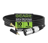 GearIT Câble XLR mâle vers mâle 6,35 mm + adaptateur auxiliaire 3,5 mm Noir