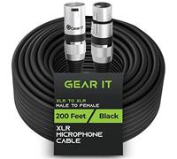 GEARit Câbles XLR, mâle vers femelle, câble de microphone blindé symétrique à 3 broches, câble XLR vers XLR pour studio d'enregistrement, baladodiffusion, 61 m, noir